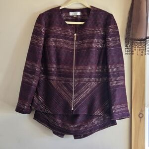 Elegant Purple Women's Jacket And Skirt Set